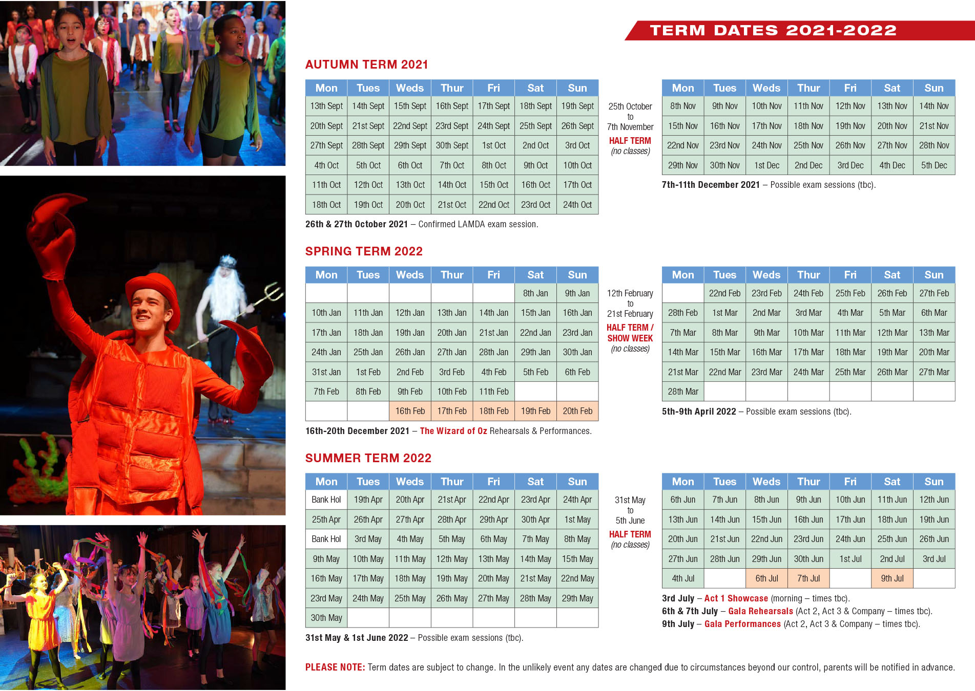 Part Time Term Dates